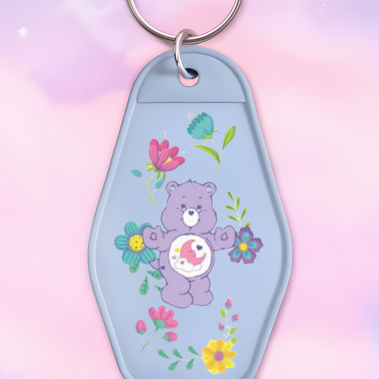 UV DTF MOTEL KEYCHAIN DECAL- Care Bear