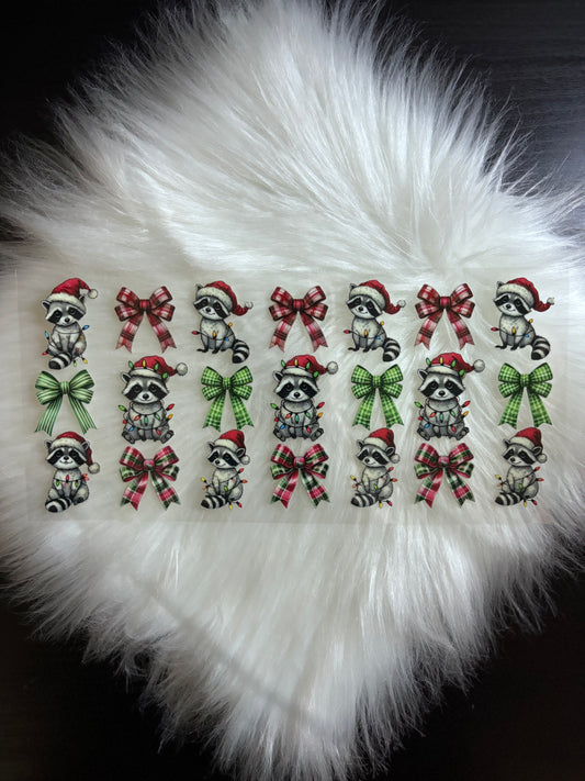 UV DTF Wrap- Raccoon Christmas Coquette