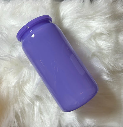 16oz Macaron Plastic Can Cups with Plastic Lid and Plastic Straw ideal for UV DTF Wraps