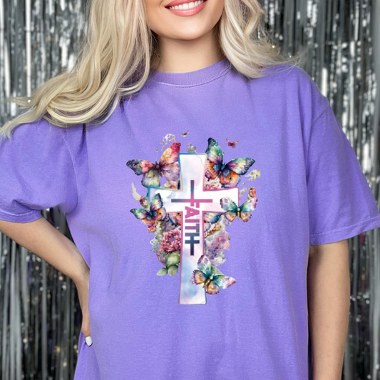 Ready To Press DTF Transfer- Faith Cross/ Shirt not Included*