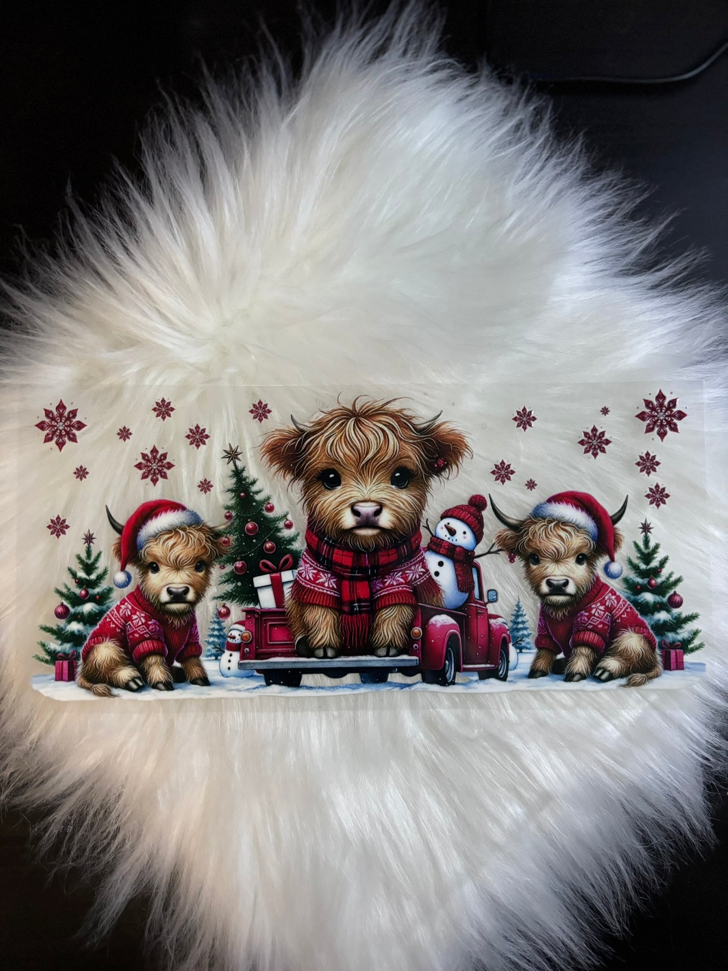 UV DTF Wrap- Christmas Highland Cows