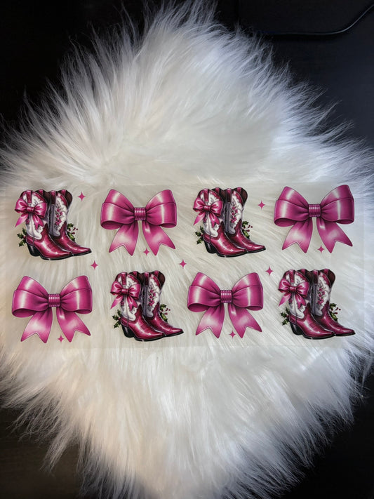 UV DTF Wrap- Cowgirl Boots & Pink Bows