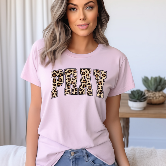 PRAY LEOPARD PRINT T-SHIRT