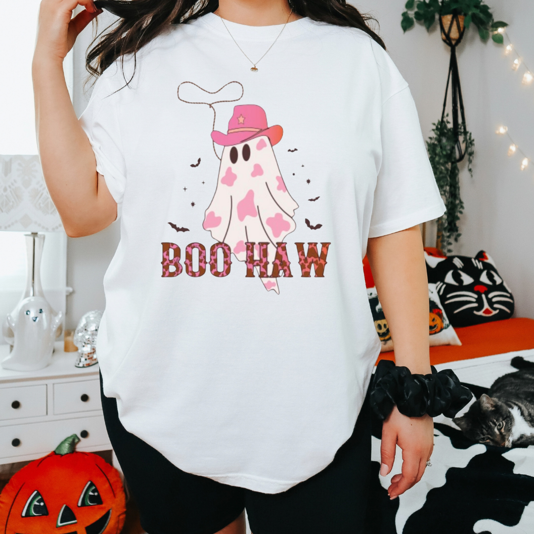 Ready To Press DTF Transfer-BOO-HAW Ghost/ Shirt not Included*