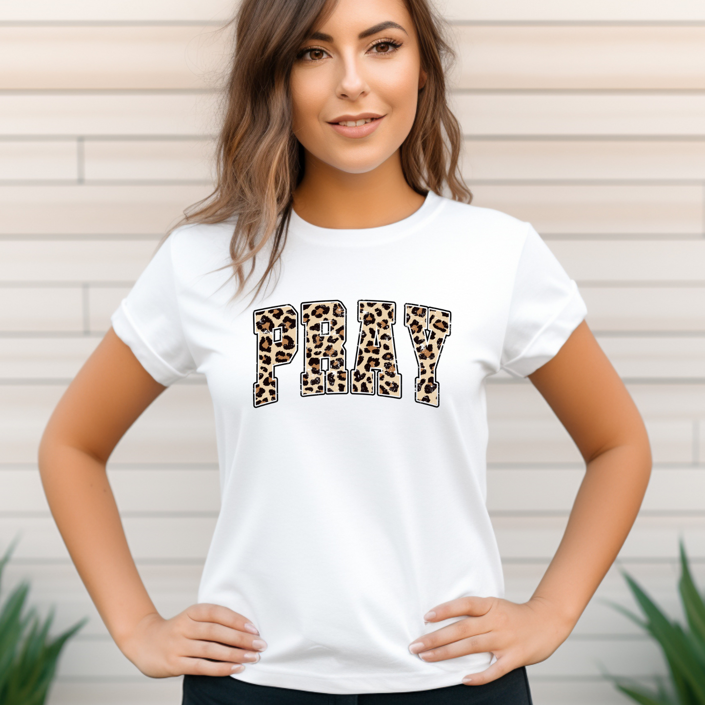 PRAY LEOPARD PRINT T-SHIRT