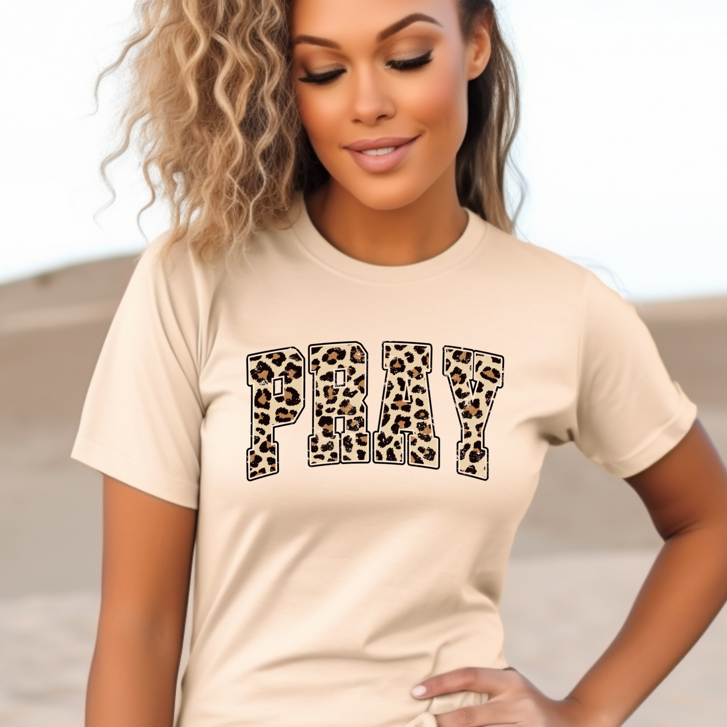 PRAY LEOPARD PRINT T-SHIRT