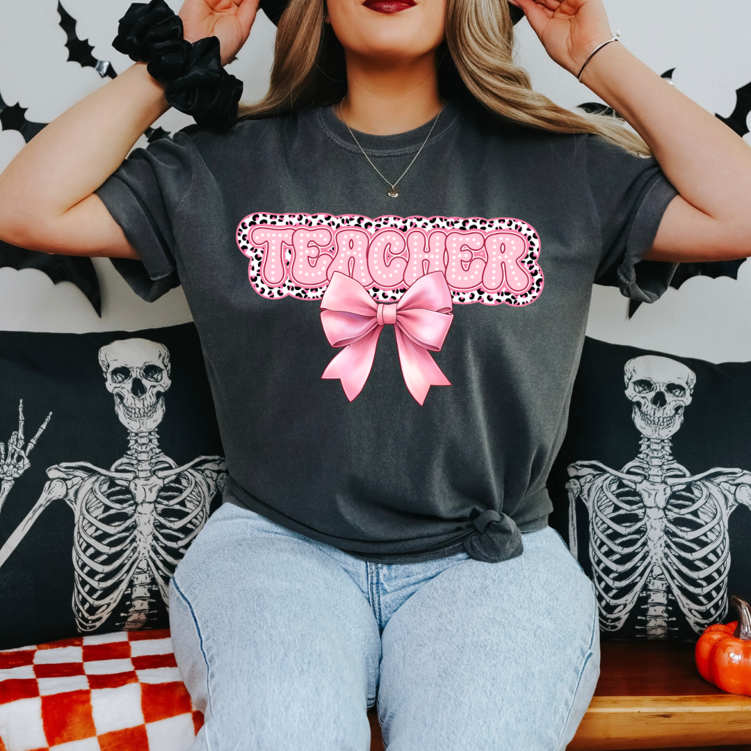 Ready To Press DTF Transfer- Pink Teacher Coquette/ Shirt not Included*